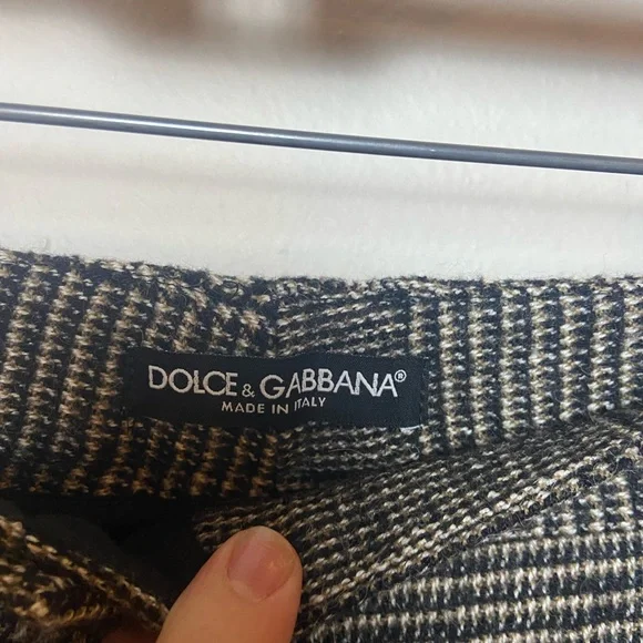 Dolce & Gabbana Wool Plaid Suit Y2K Cropped Blazer Flare Pants Made in Italy - Picture 12 of 16